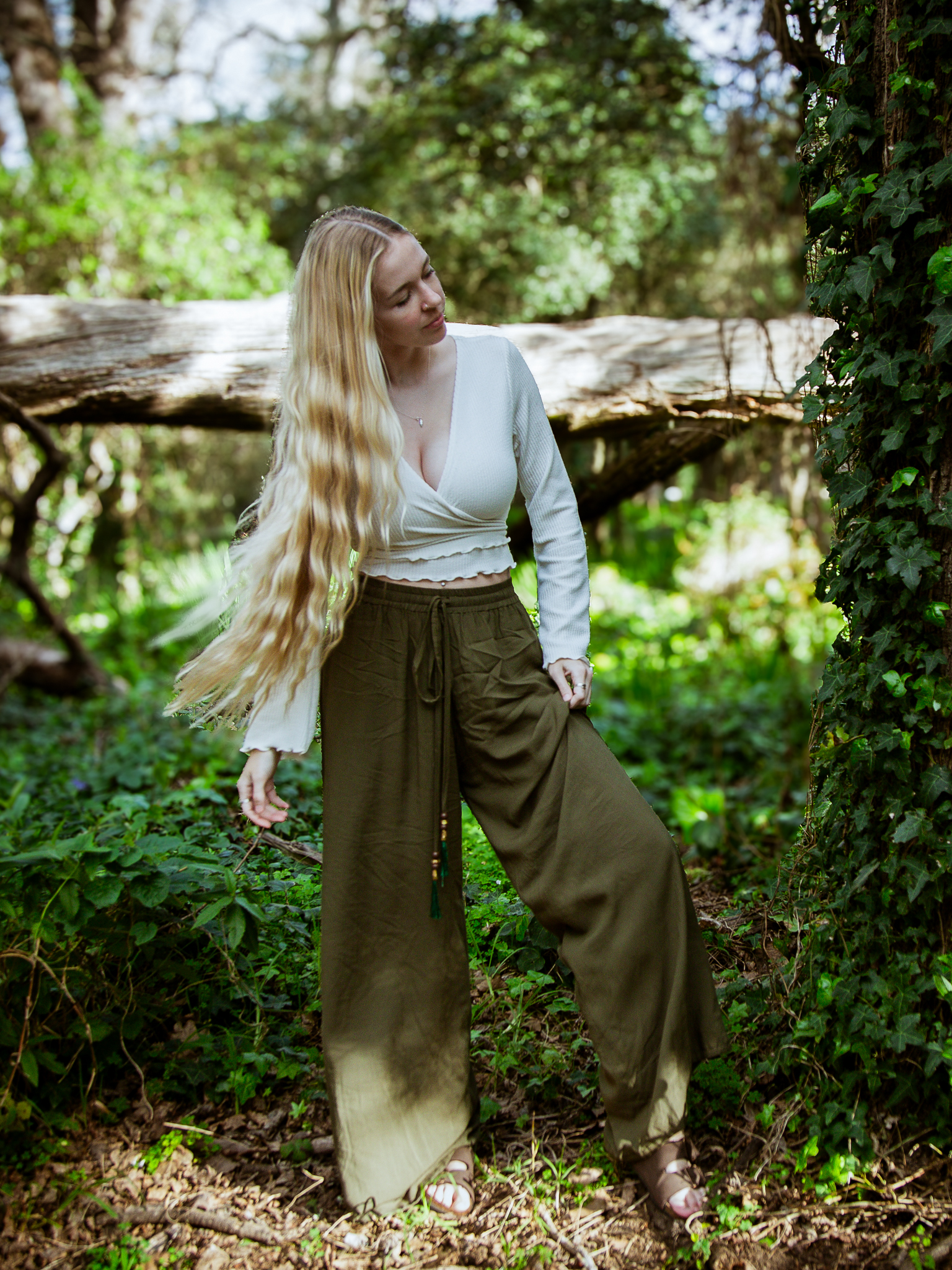 Aya | Forest - Plain / Wide Leg Pants