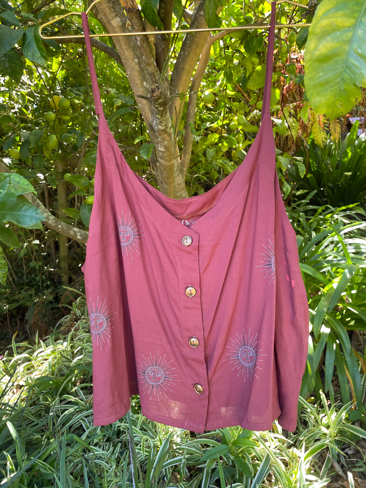 Ela | Earth - Brown Sun Pattern / Top